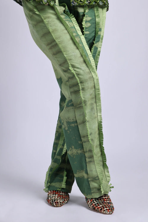 Helio Green Wraptop With Pant And Bustier