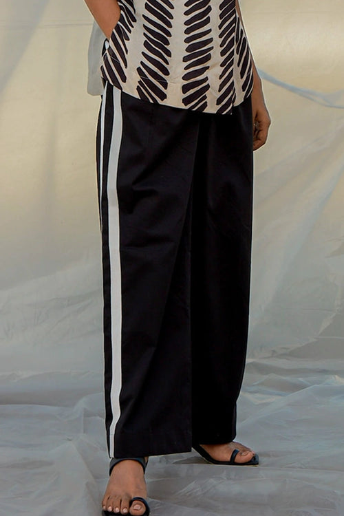 Side Stripe Black Pants