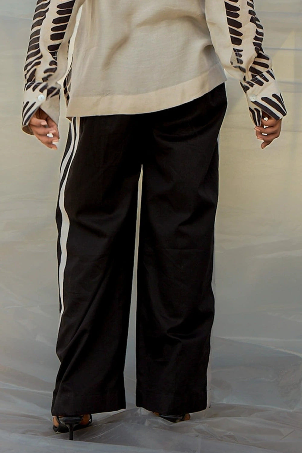 Side Stripe Black Pants