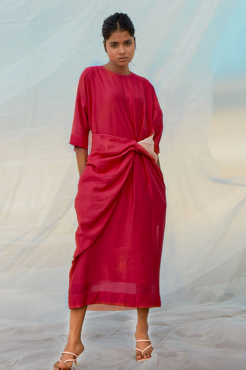 Solid Red Twist Dress