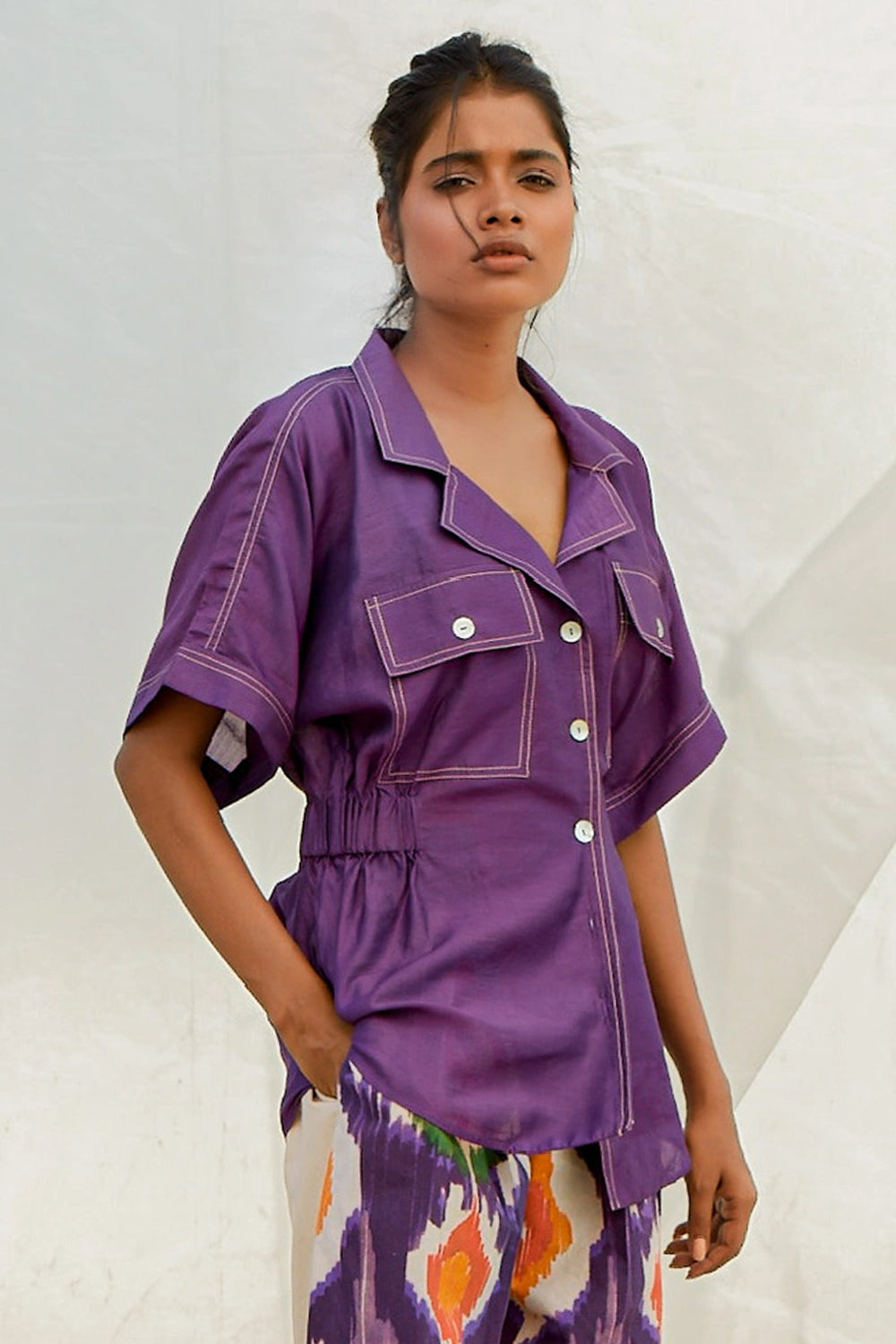 Waist Cinch Purple Shirt