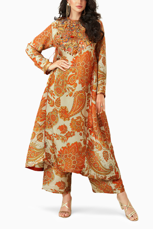 Yoke Embellished Kurta Set with Dupatta