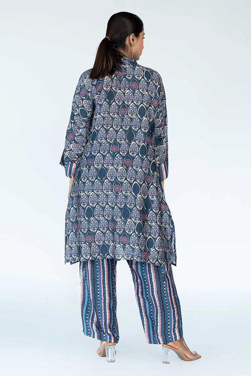 Navy Blue Mughal Boota Co-ord Set