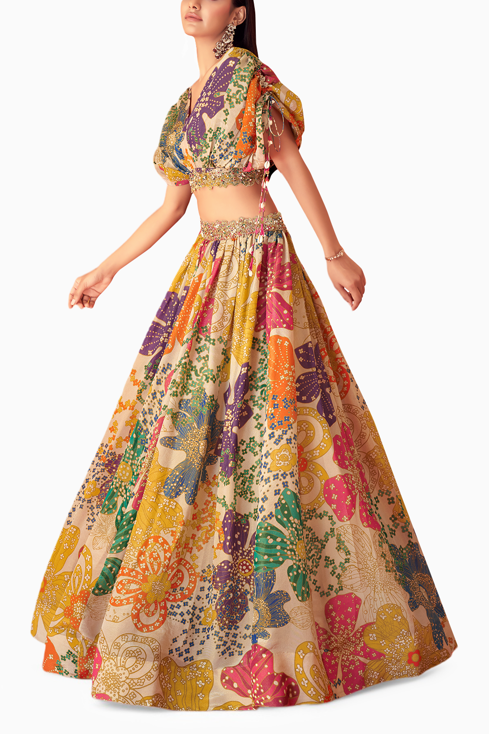 Printed Tissue Organza Lehenga Set