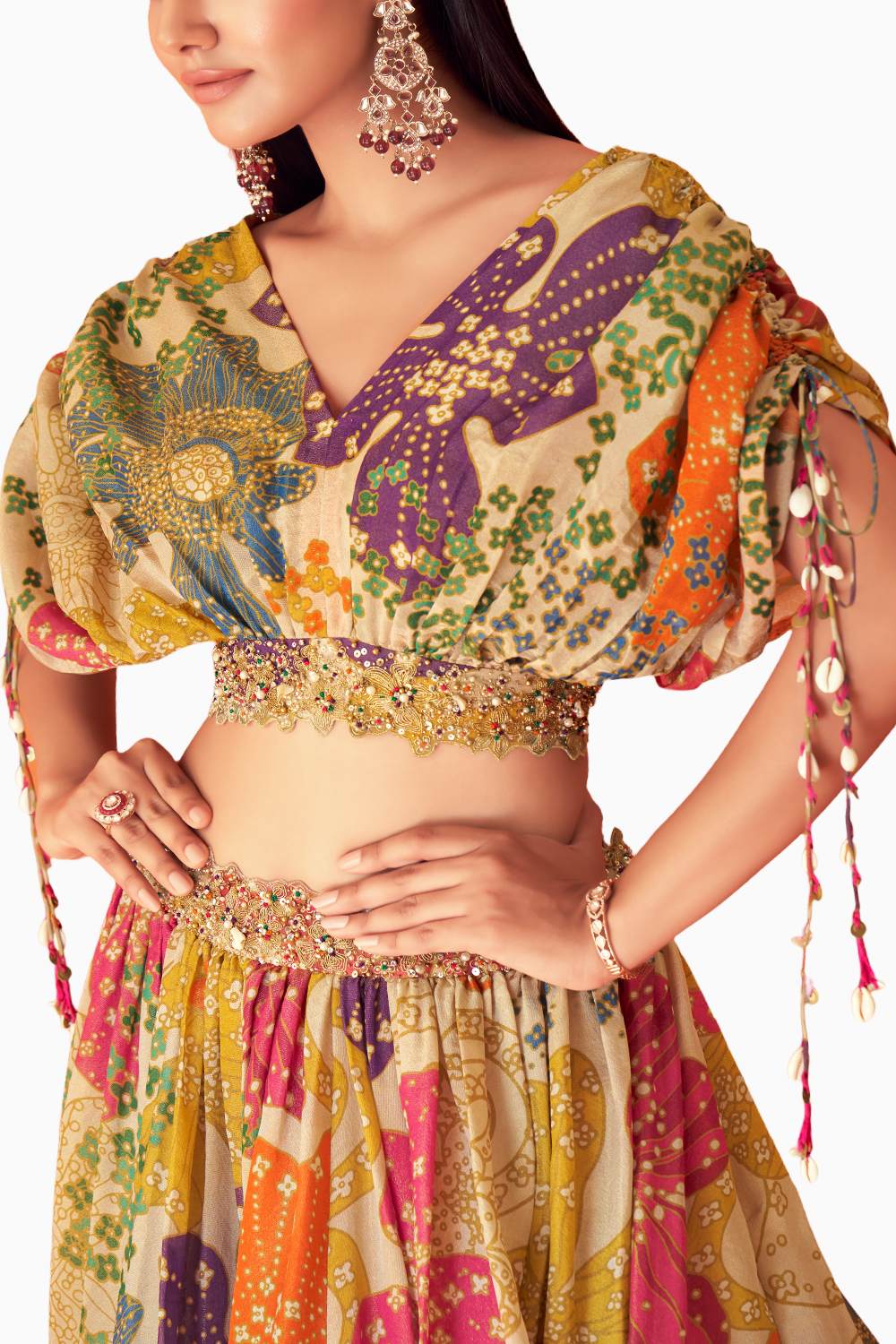 Printed Tissue Organza Lehenga Set