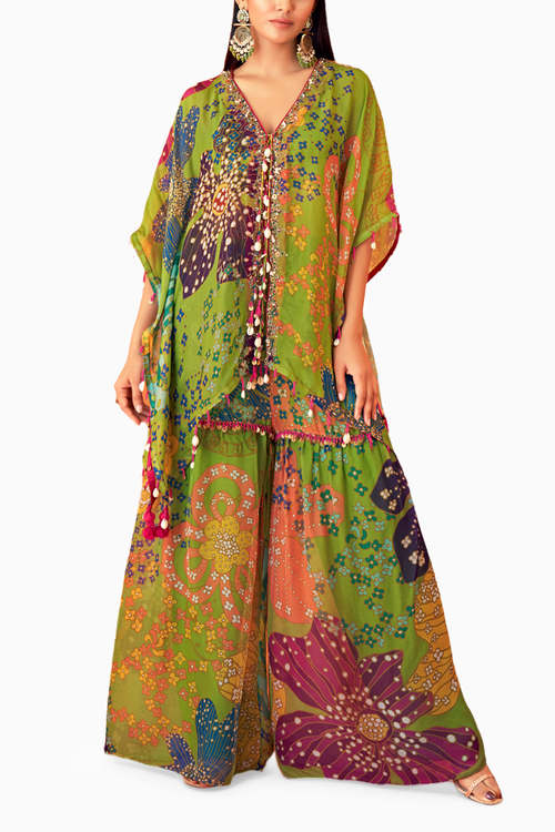 Organza Green Printed Co-ord Set