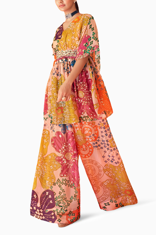 Peach Organza Co-ord Set
