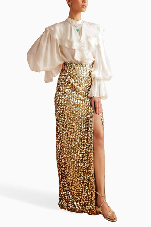 Ivory Antonella Top with Silver Glees Skirt