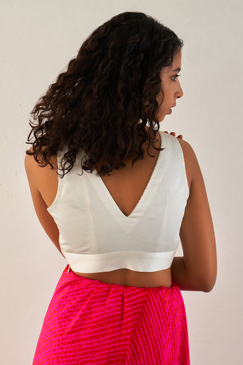 White Staple Sleeveless Blouse