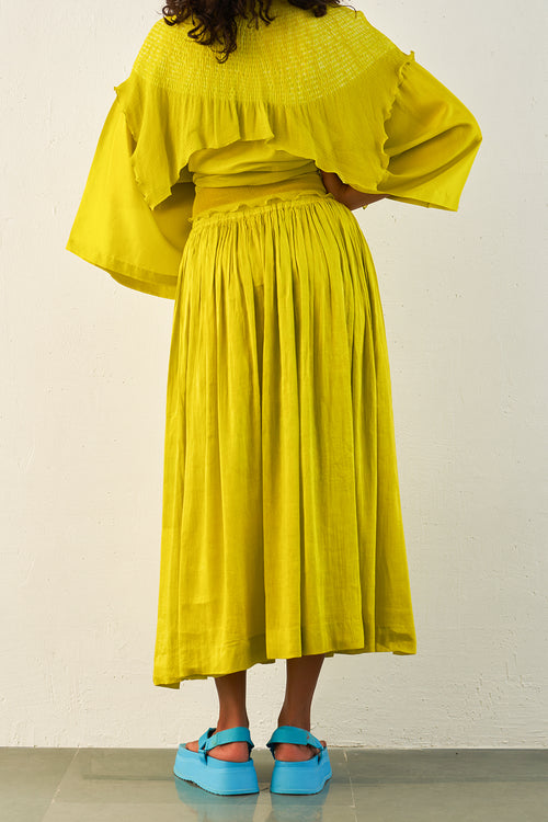 Lime Linen Silk Skirt