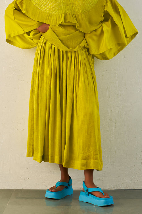 Lime Linen Silk Skirt
