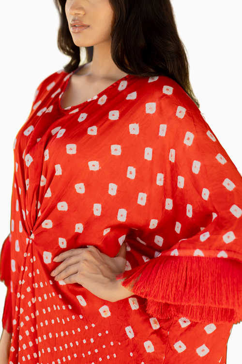 Red Fringe Kaftan