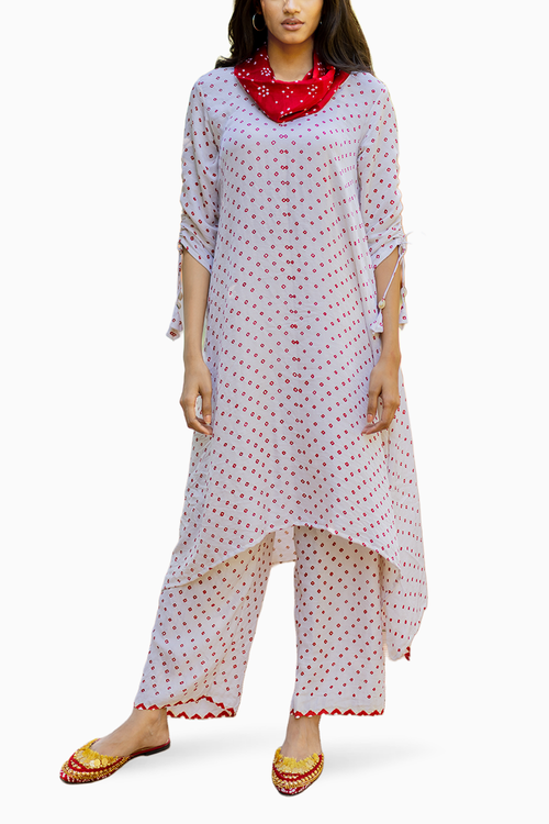 White Cowl Kurta Set