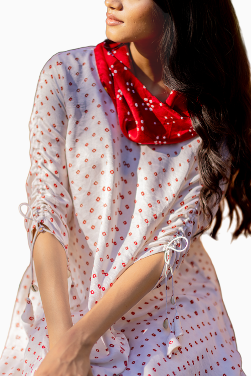 White Cowl Kurta Set