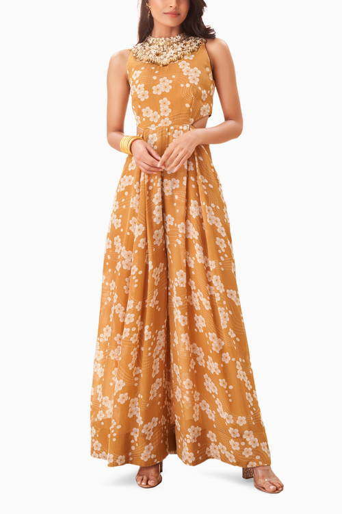 Gold Printed Jumpsuit
