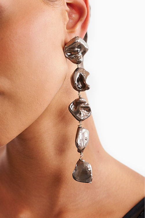 Chrome Grey Drop Earrings