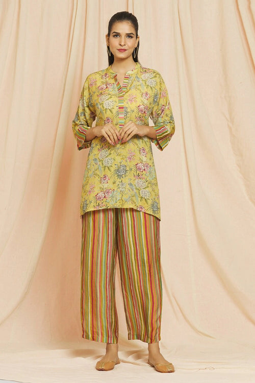 Bird Print Yellow Co-ord Set