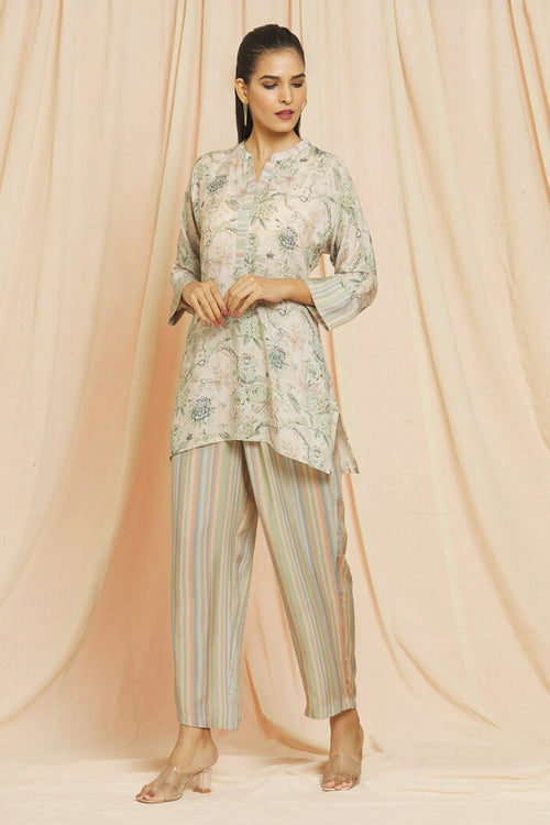 Bird Print Beige Co-ord Set