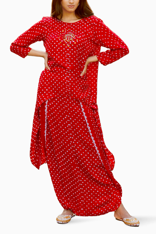 Asymmetrical Overlap Dhoti Set