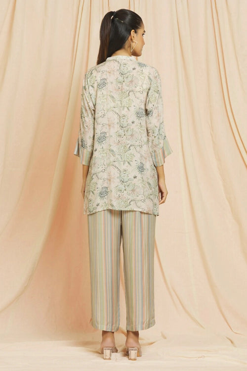 Bird Print Beige Co-ord Set