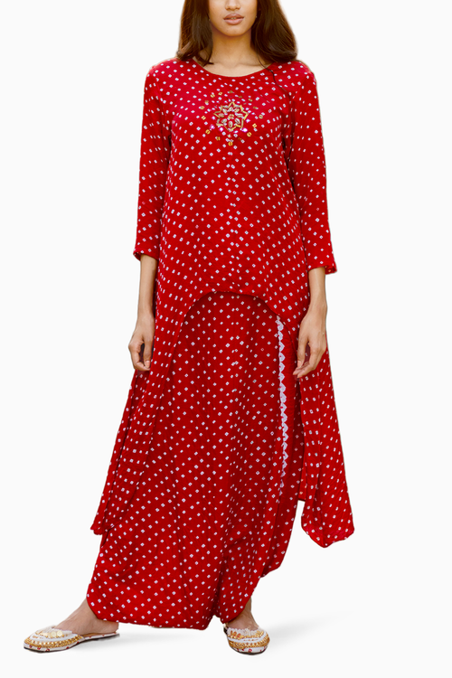 Asymmetrical Overlap Dhoti Set