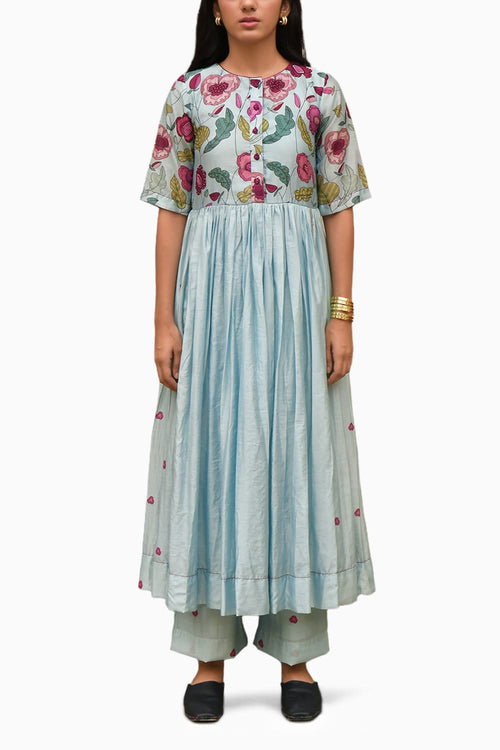 Blue Daisy Kurta Set