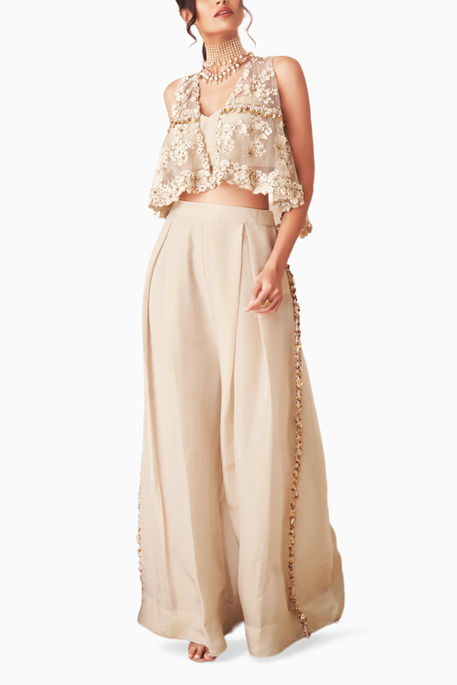 Off White Embroidered Co-ord Set