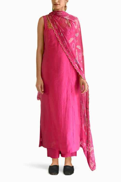 Pink Rose Kurta Set