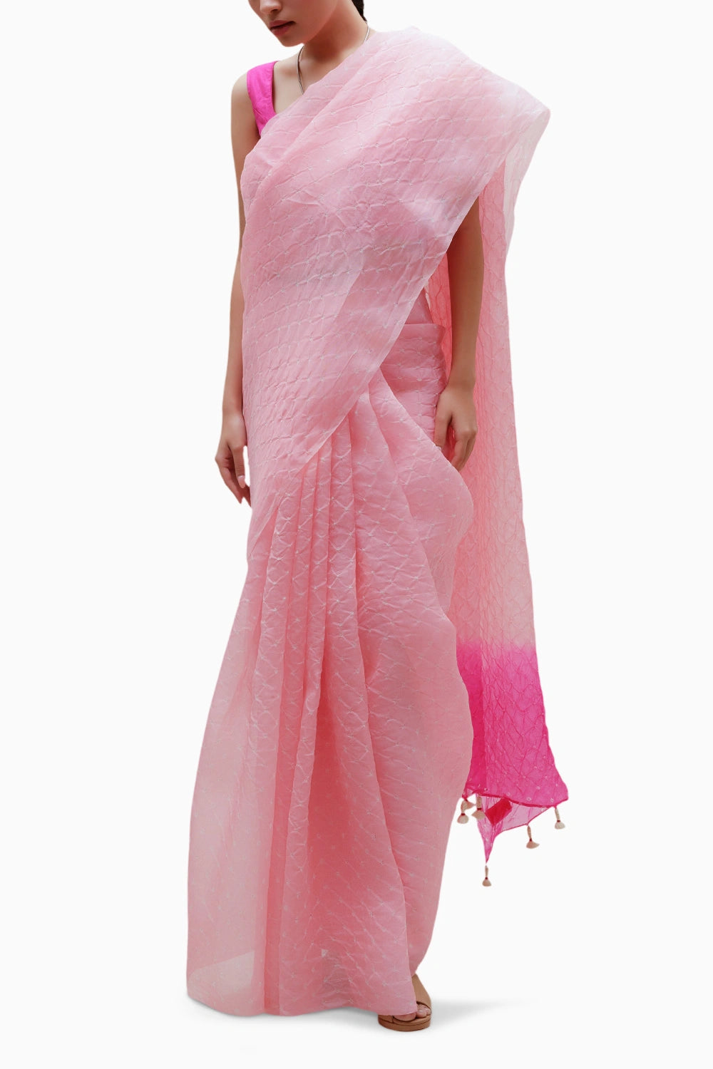 Baby Pink Rani Nisha Saree