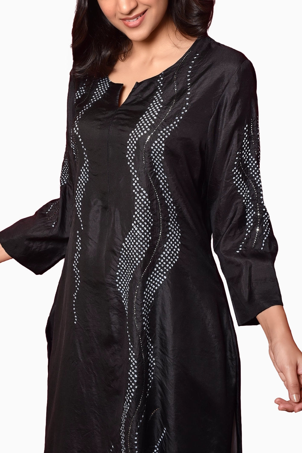 Black Waves Mirror Work Kurta