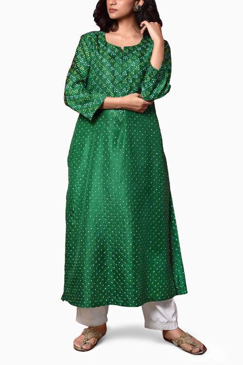Emerald Green Bandhani Kurta