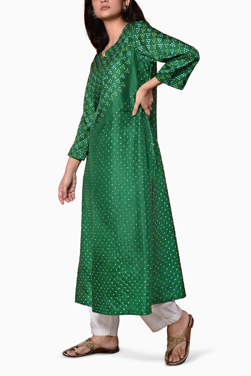 Emerald Green Bandhani Kurta