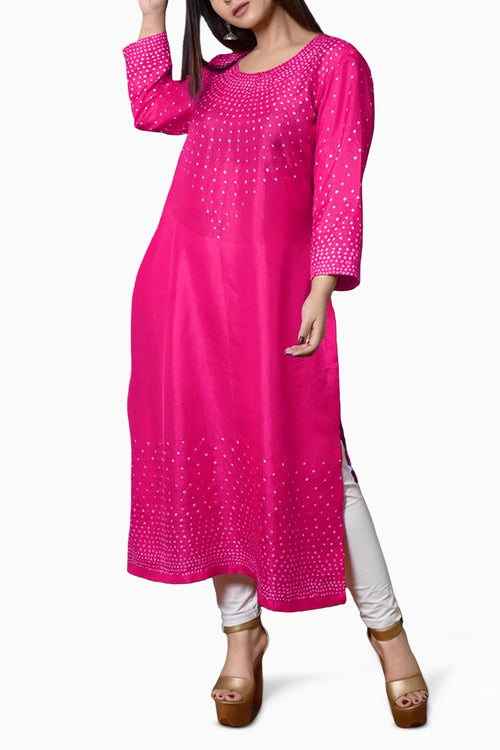 Rani Radial Bandhani Kurta