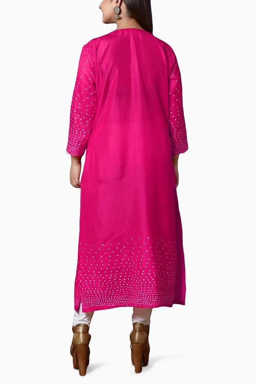 Rani Radial Bandhani Kurta