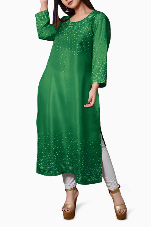 Green Radial Silk Kurta