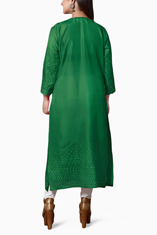 Green Radial Silk Kurta