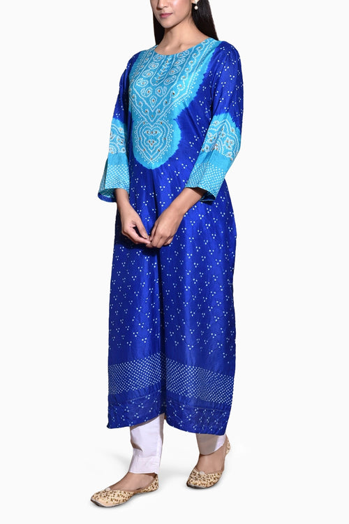 Blue Aba Bandhani Kurta