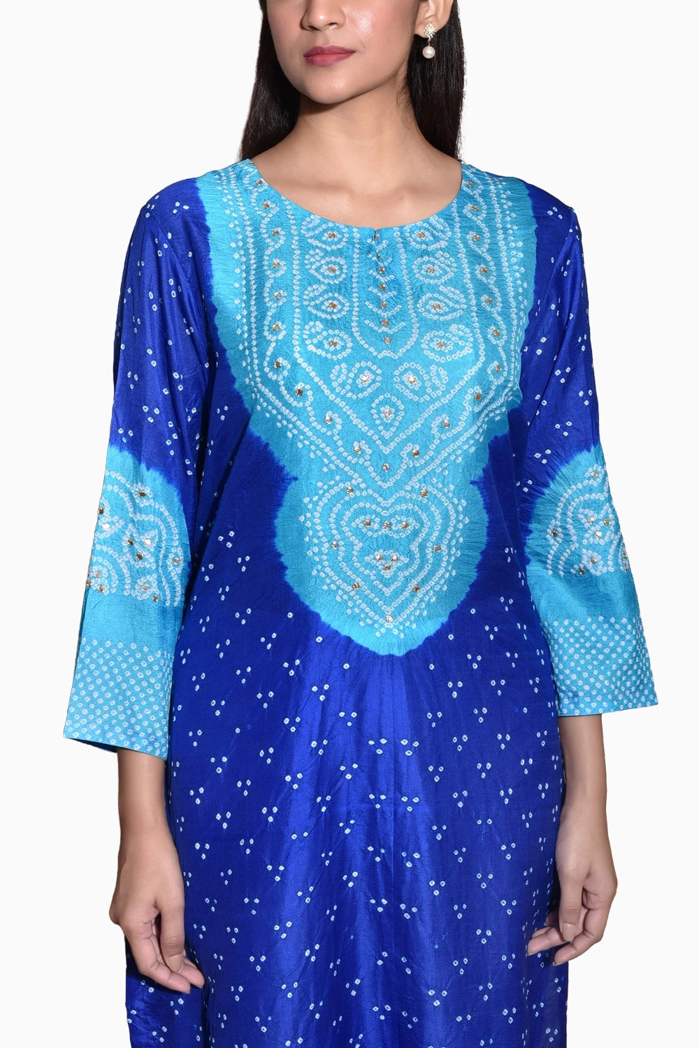 Blue Aba Bandhani Kurta