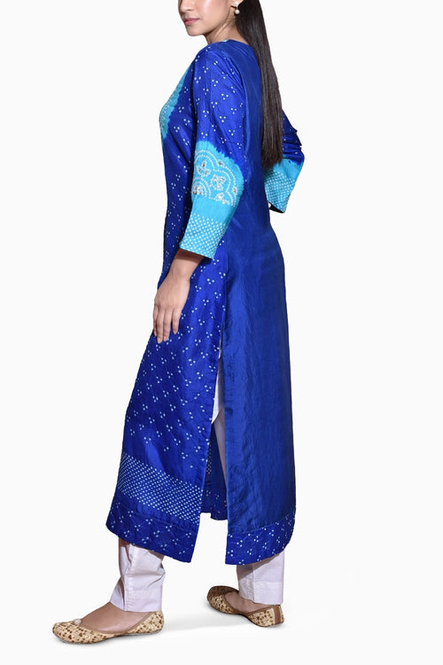Blue Aba Bandhani Kurta