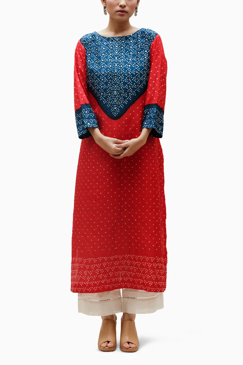 Red Bandhani Kurta