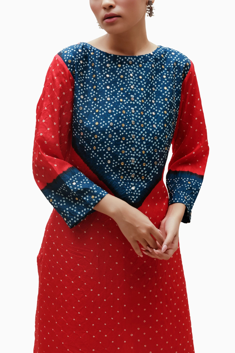 Red Bandhani Kurta