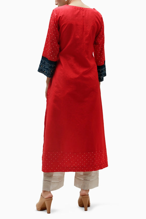 Red Bandhani Kurta