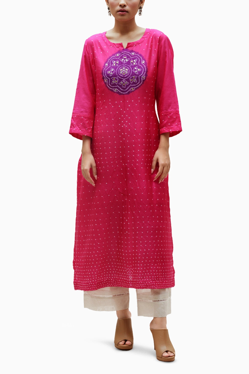 Rani Circle Bandhani Kurta