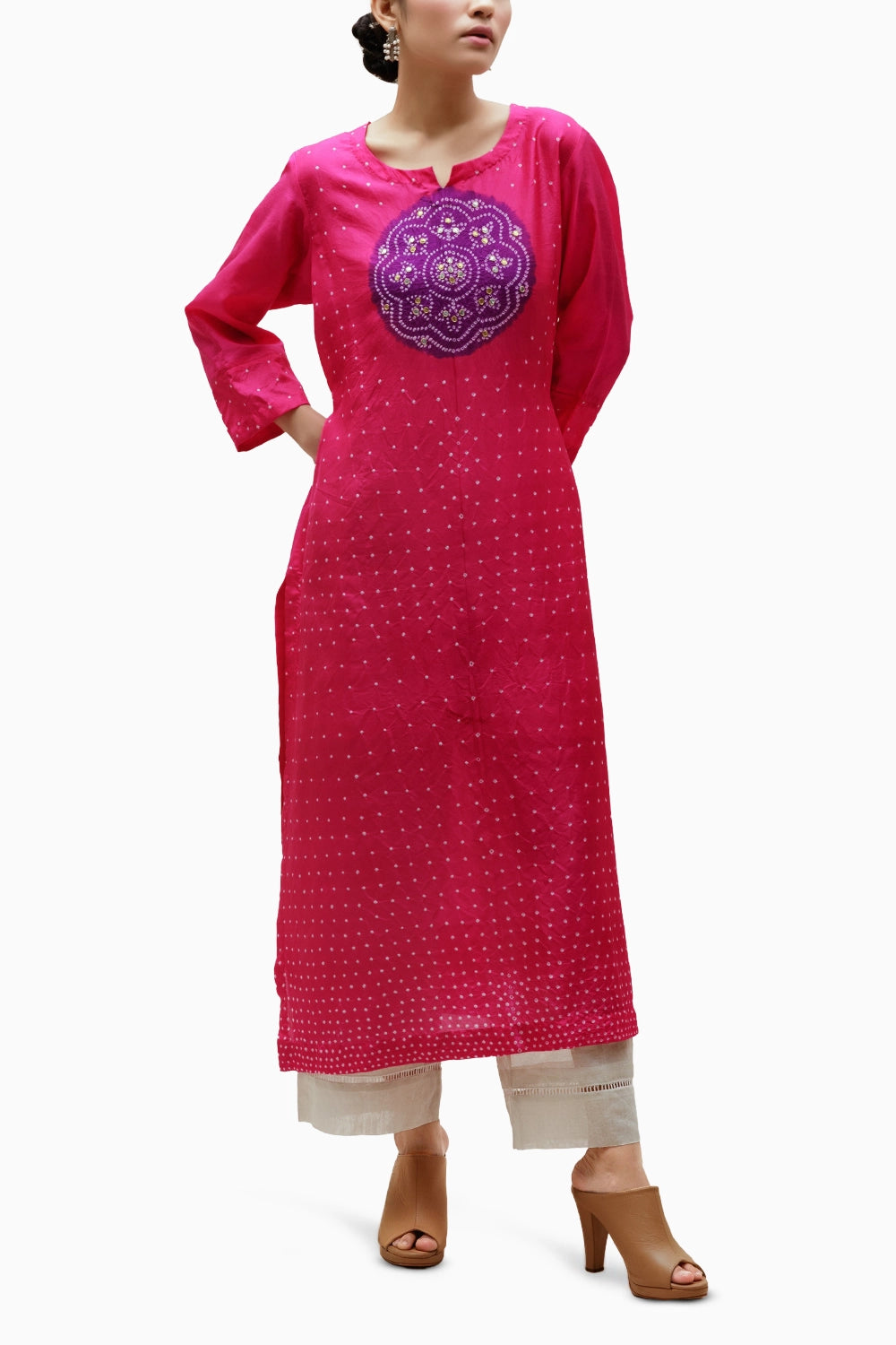 Rani Circle Bandhani Kurta