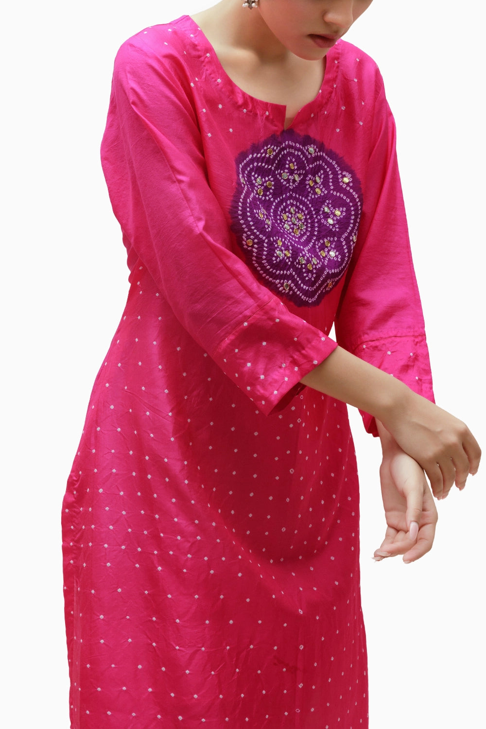 Rani Circle Bandhani Kurta