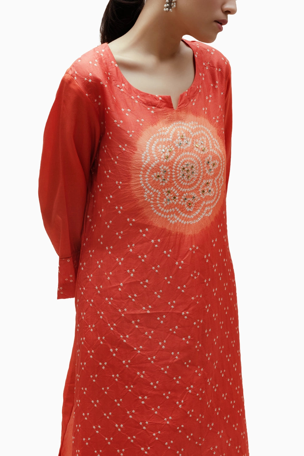 Orange Circle Bandhani Kurta