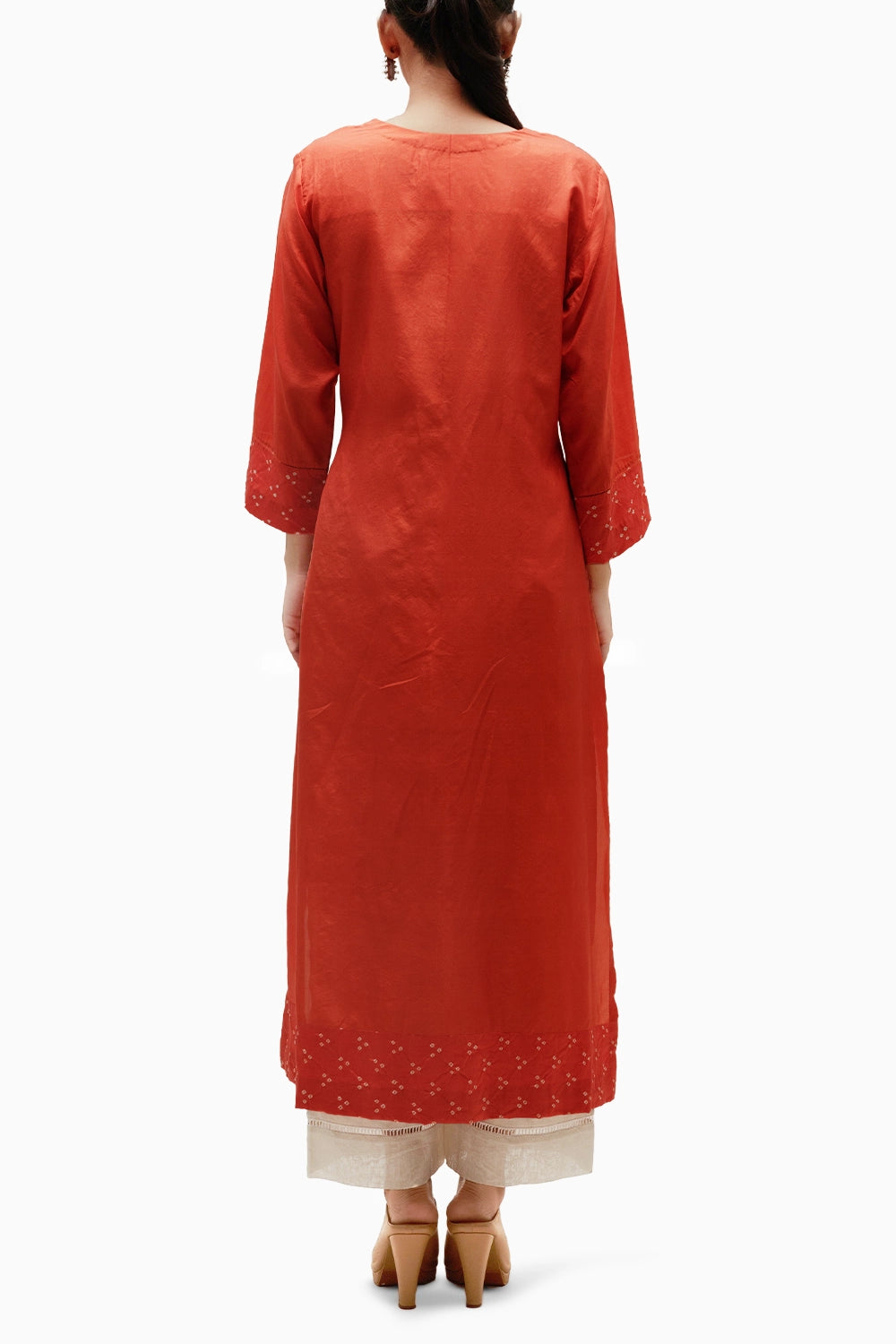 Orange Circle Bandhani Kurta