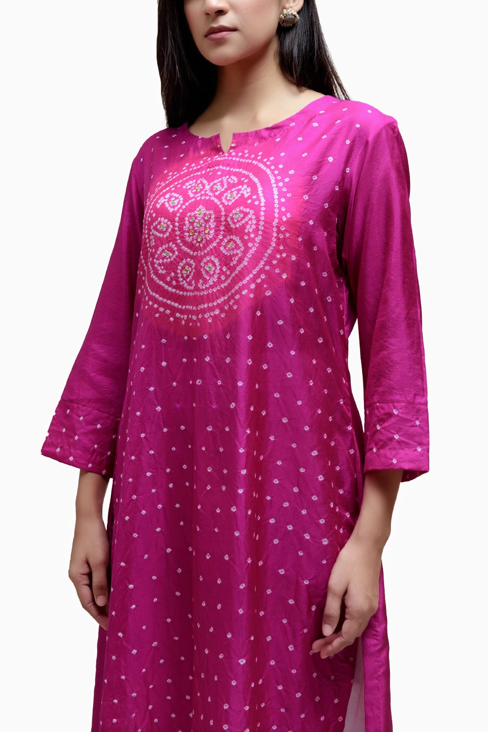 Magenta Circle  Bandhani Kurta