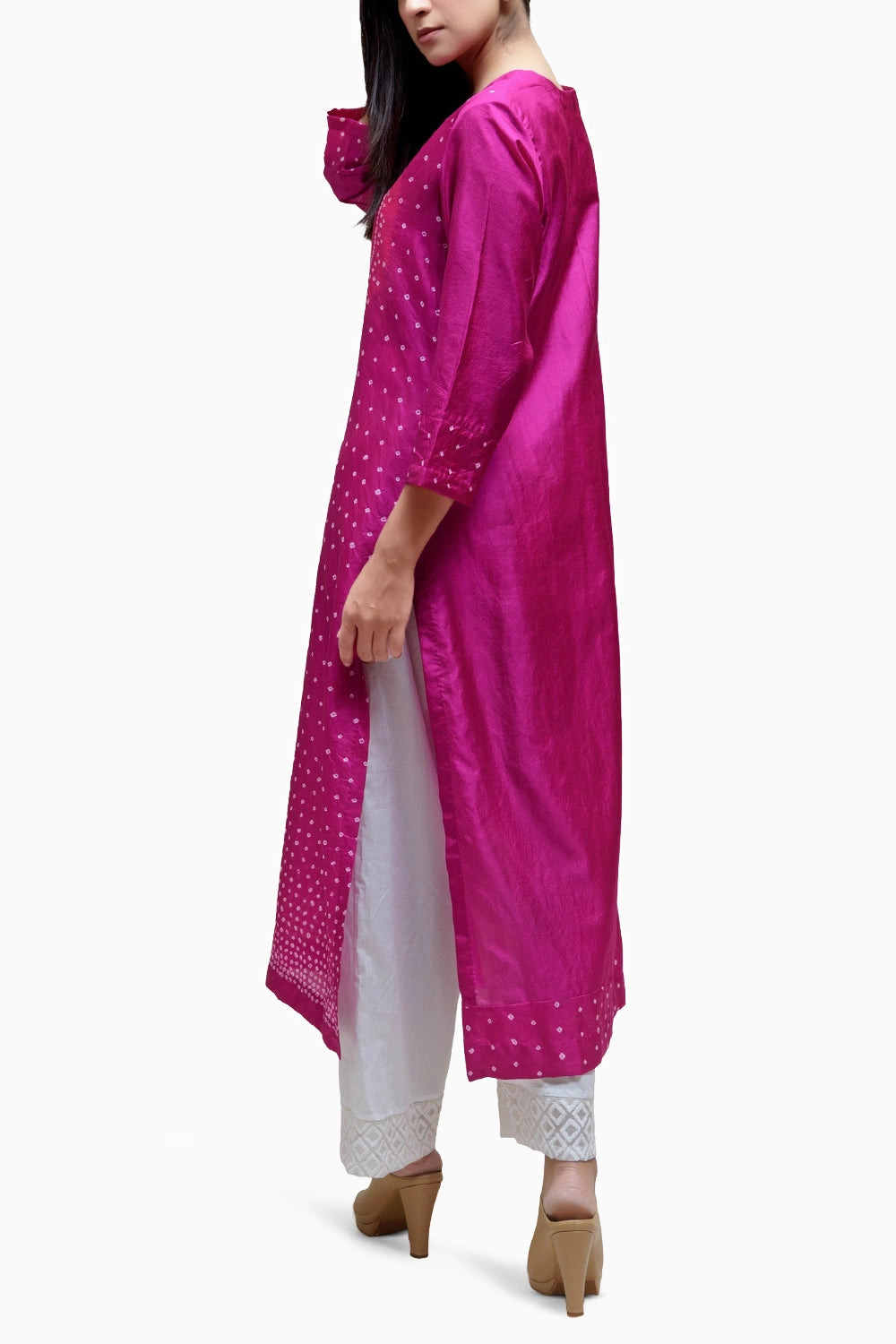 Magenta Circle  Bandhani Kurta