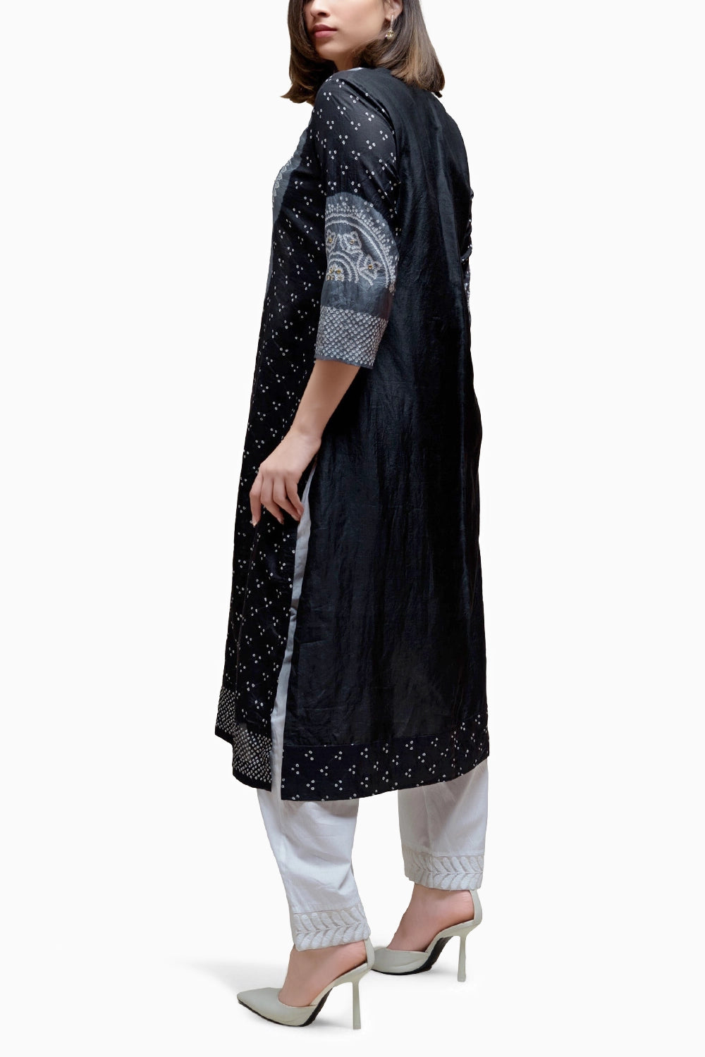 Black Aba Bandhani Kurta